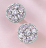 pink sapphire & White Topaz Earring-  حلق الياقوت الوردي والتوباز الابيض