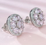 pink sapphire & White Topaz Earring-  حلق الياقوت الوردي والتوباز الابيض