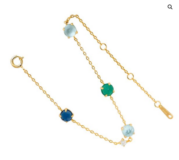 Green chalcedony Gold-plated Bracelet - اسوارة العقيق الاخضر