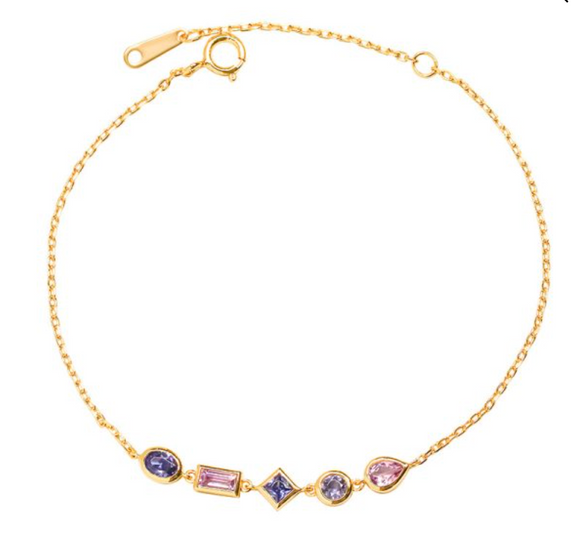 Cordierite+ Amethyst  Gold-plated Bracelet  - اسوارة الامثيست و كورديريت