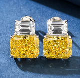 yellow sapphire & White Topaz Earring-  حلق الياقوت الاصفر والتوباز الابيض
