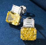 yellow sapphire & White Topaz Earring-  حلق الياقوت الاصفر والتوباز الابيض