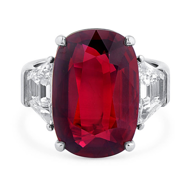Ruby & White Topaz Ring | الياقوت الأحمر والتوباز الأبيض