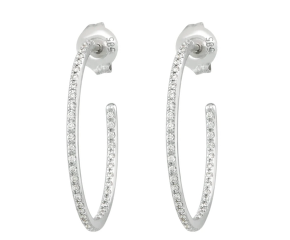 Moissanite Diamond Round Hoop Earrings  -حلق الماس الموزنايت