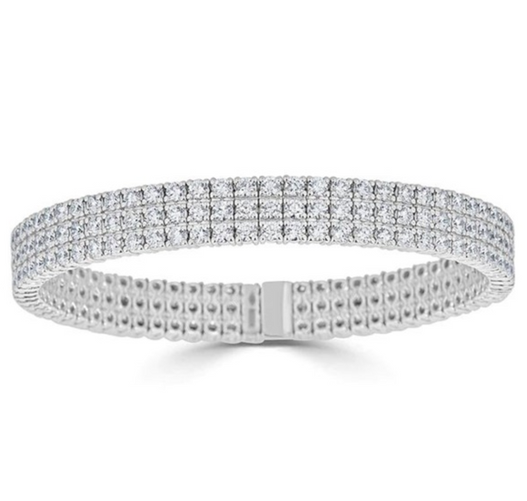3 Row  Diamond  Moissanite Bracelet اسوارة الماس الموزنايت   |  تنس