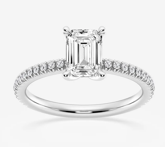 1CT Emerald Shape Moissanite Diamond Ring -  خاتم الماس موزنايت