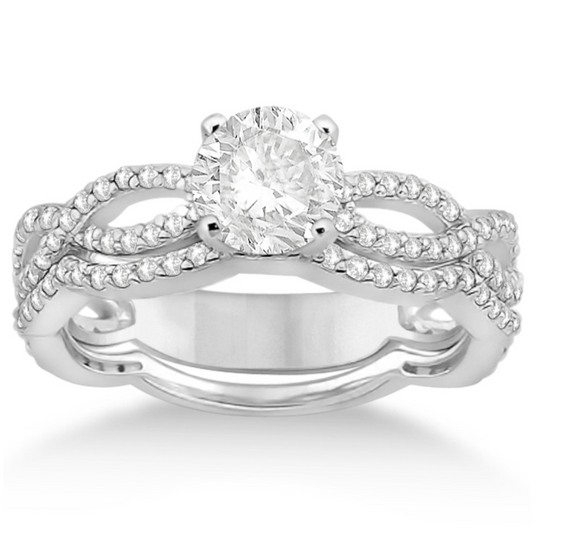 Twins Moissanite Diamond Ring -  خاتم الماس موزنايت  | قطعتين