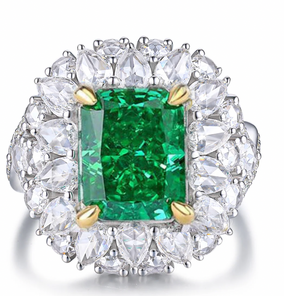 Emerald & White Topaz Ring - خاتم الزمرد والتوباز الابيض