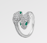 Serpenti Moissanite Diamond Ring - Bulgari  -  خاتم بلغاري - الماس وزمرد