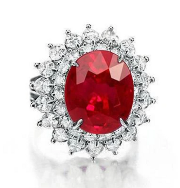 Ruby & White Topaz Ring | الياقوت الأحمر والتوباز الأبيض