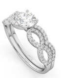 Twins Moissanite Diamond Ring -  خاتم الماس موزنايت  | قطعتين