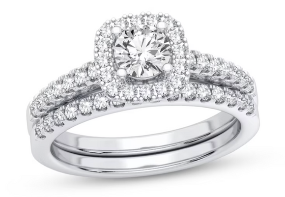Twins Moissanite Diamond Ring -  خاتم الماس موزنايت  | قطعتين
