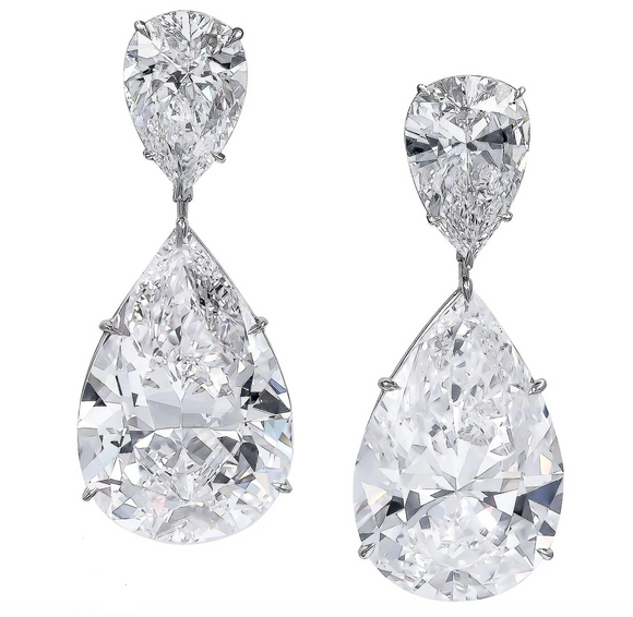 Moissanite Diamond Pear Shape Earrings | - حلق الماس الموزنايت