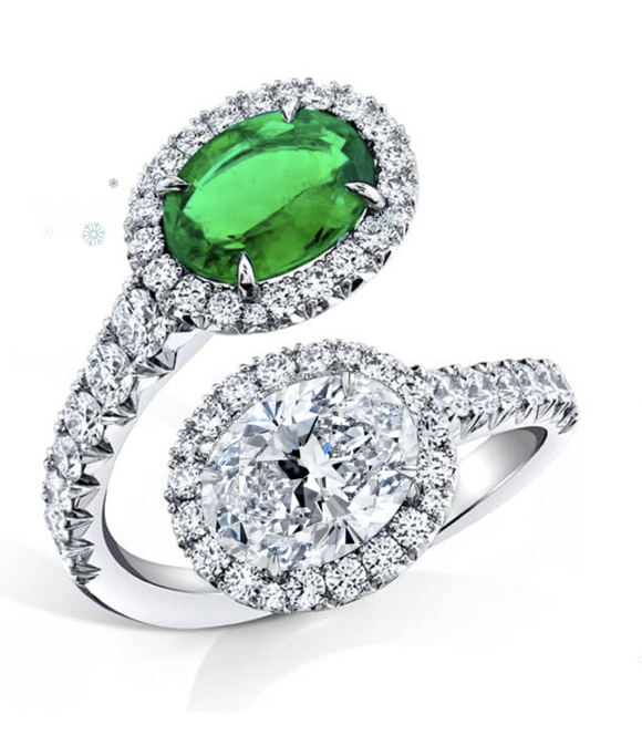 Emerald and  Moissanite Diamond - زمرد أخضر والماس موزنايت