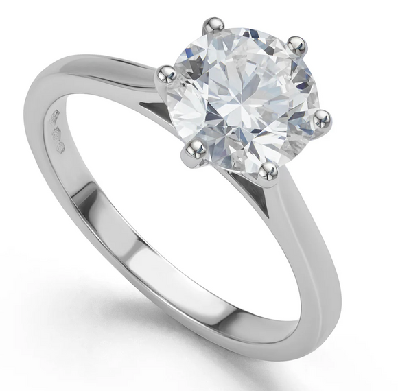 2 ct Round Brilliant Cut Solitaire Diamond Engagement Ring - خاتم الماس موزنايت