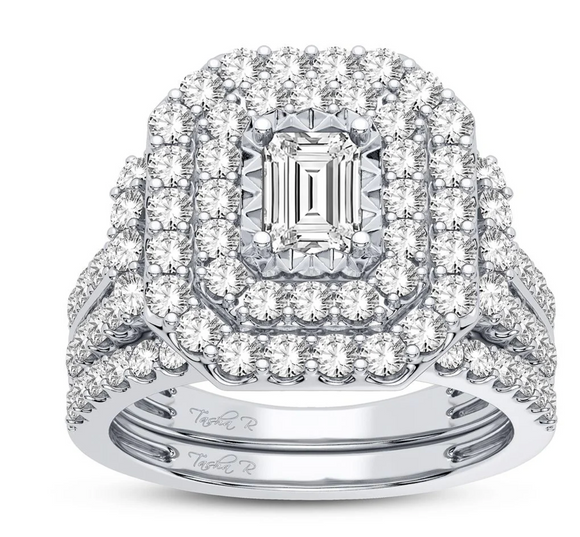 Moissanite Diamond Ring - خاتم الماس موزنايت - توينز قطعتين