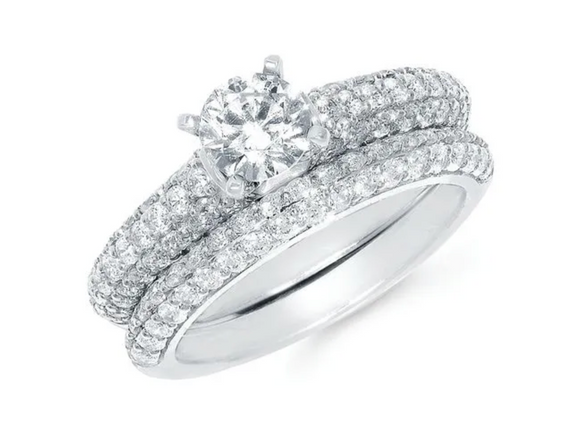 Moissanite Diamond Ring - خاتم الماس موزنايت - توينز قطعتين