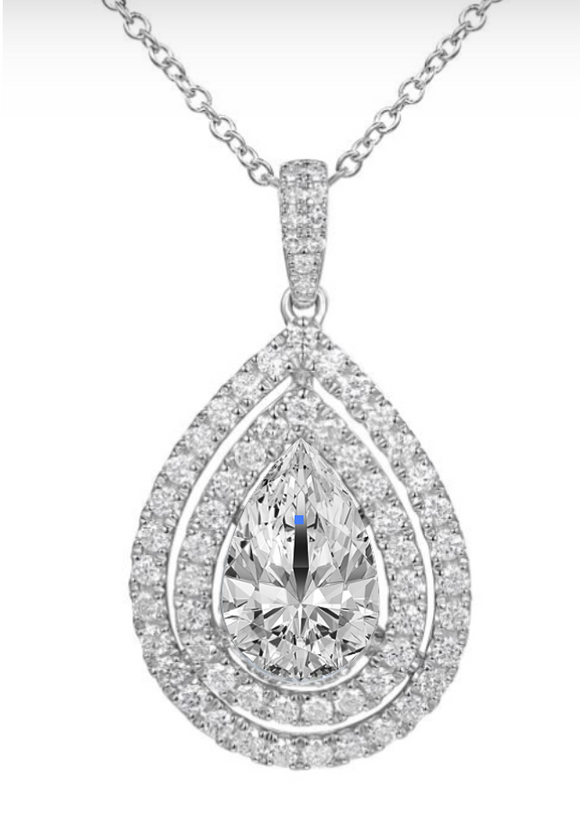 Moissanite diamond necklace - pear shape -  قلادة الماس الموزنايت