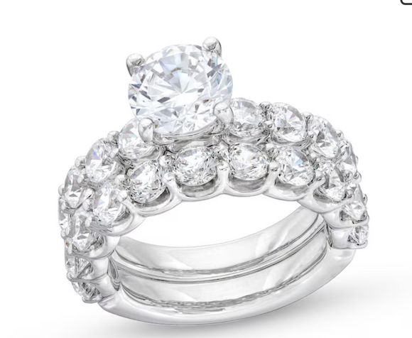 Moissanite Diamond Ring - خاتم الماس موزنايت - توينز قطعتين