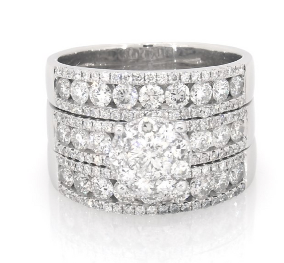 Moissanite Diamond Ring - خاتم الماس موزنايت - توينز ثلاث قطع