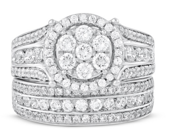 Moissanite Diamond Ring - خاتم الماس موزنايت - توينز قطعتين