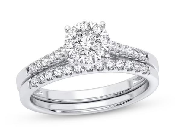 Queen Moissanite Diamond Ring - خاتم الماس موزنايت - توينز قطعتين