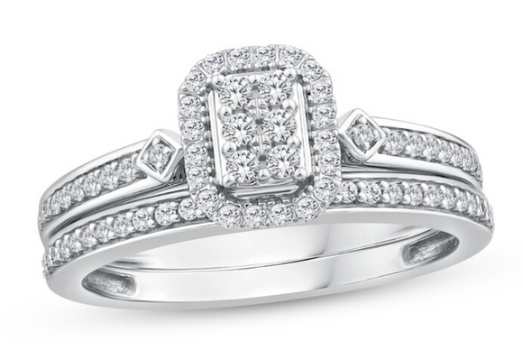 Moissanite Diamond Ring - خاتم الماس موزنايت - توينز قطعتين