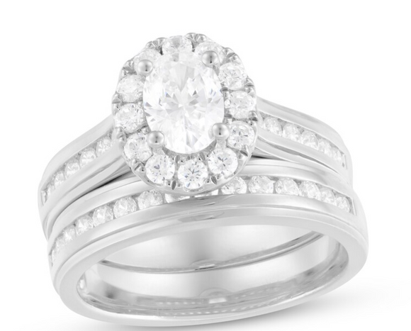 Oval Moissanite Diamond Ring - خاتم الماس موزنايت - توينز قطعتين