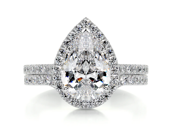 Pear Twins Moissanite Diamond Ring -  خاتم الماس موزنايت  | قطعتين