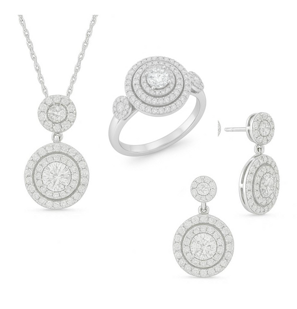 brilliant Moissanite Diamond  Set  - طقم الماس موزنايت