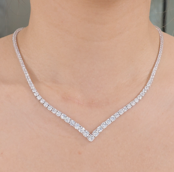 3-5 mm | Moissanite Diamond Tennis Necklace | مُتدرج في المقاس لحب الألماس |  قلادة الماس الموزنايت تنس