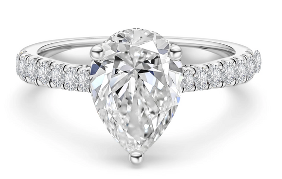 Pear & Diamonds Engagement Ring - خاتم الماس موزنايت 4 قراط