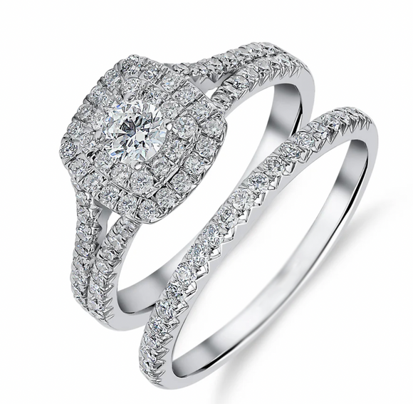Wedding Moissanite Diamond Ring - خاتم الماس موزنايت - توينز قطعتين