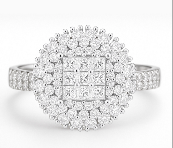 flower Moissanite Diamond Ring - خاتم الماس موزنايت