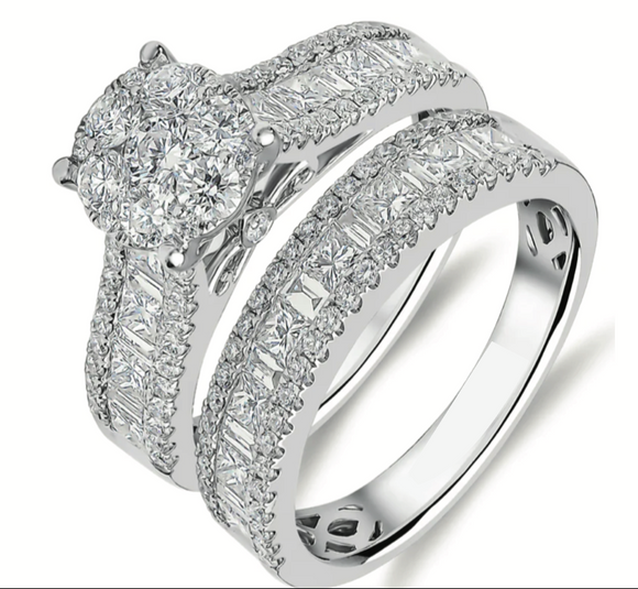 Princess Moissanite Diamond Ring - خاتم الماس موزنايت - قطعتين
