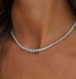3-5 mm | Moissanite Diamond Tennis Necklace | مُتدرج في المقاس لحب الألماس |  قلادة الماس الموزنايت تنس