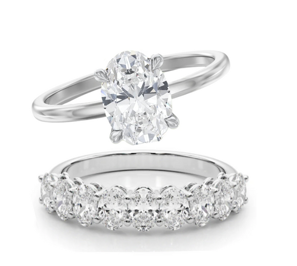 8.9 carat | Oval Moissanite Diamond Ring - خاتم الماس موزنايت - قطعتين