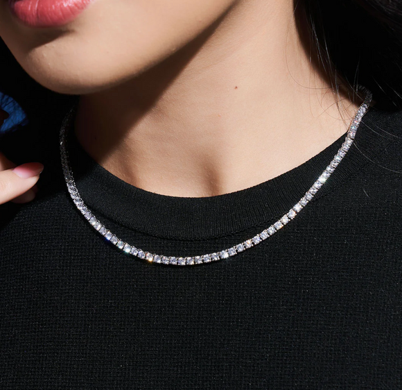 3mm | Moissanite Diamond Tennis Necklace | 0.15 carat |  قلادة الماس الموزنايت تنس