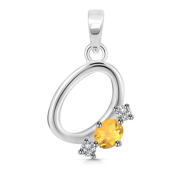 Citrine & White Topaz Alphabet O Pendant-قلادة السترين والتوباز