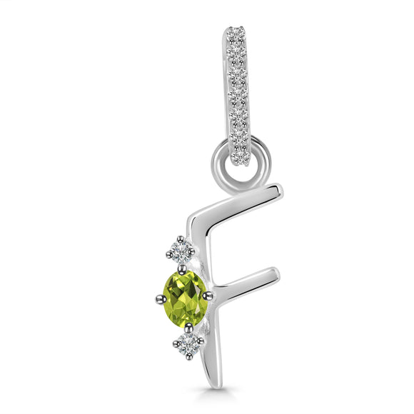 Peridot & White Topaz Alphabet F Pendant-قلادة زبرجد وتوباز
