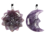 yin and yang ( moon&sun ) Amethyst  stone - تعليقة الشمس والقمر | موازنة طاقة الانوثة والذكورة