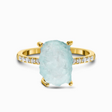 Aquamarine Raw Crystal & White Topaz Ring - أكوامارين وتوباز ابيض