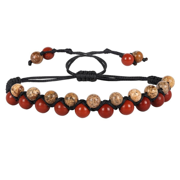 Brecciated Mookaite / Red Jasper Bracelet-اسوارة حجر الموكايت والجاسبر