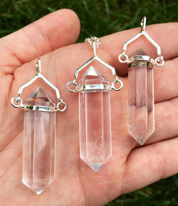 Clear Quartz   double Pendant - تعليقة قطب حجر الكلير كوارتز